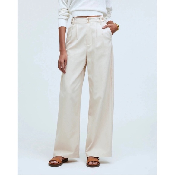 Madewell NWT Harlow Wide-Leg Pant Beige, size 8 - Picture 1 of 12